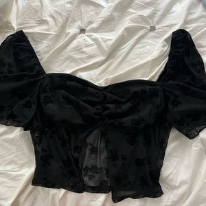 Black lace crop top